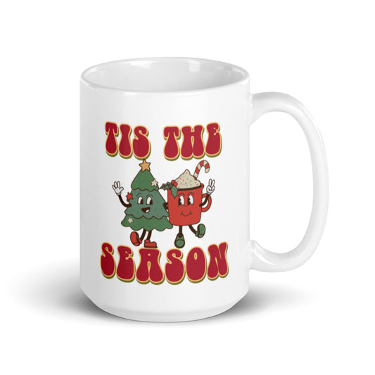 Tis The Season Retro Style Christmas Glossy Mug