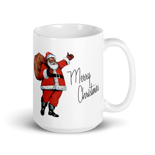 Merry Christmas Santa Mid Century Retro Christmas Print Glossy Mug