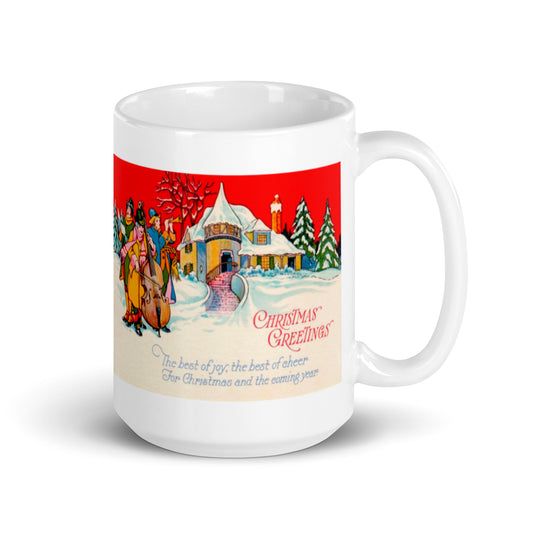 Victorian To Christmas Card Retro Christmas Print Glossy Mug