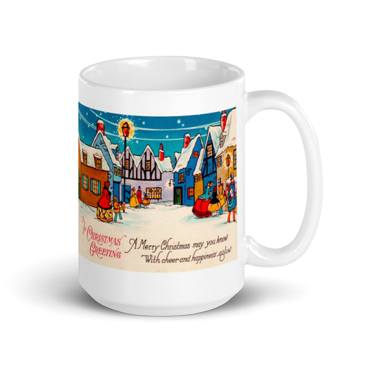 Victorian Christmas Card Retro Christmas Print Glossy Mug