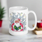 Santa Singing With Reindeer Midcentury Retro Christmas Glossy Coffee Mug