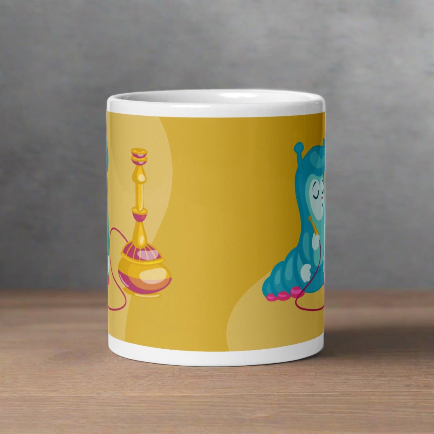 Alice In Wonderland Caterpillar White Glossy Coffee Mug Ceramic Cup