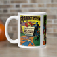 This white glossy mug features three covers from vintage comic book covers of Frankenstein. 