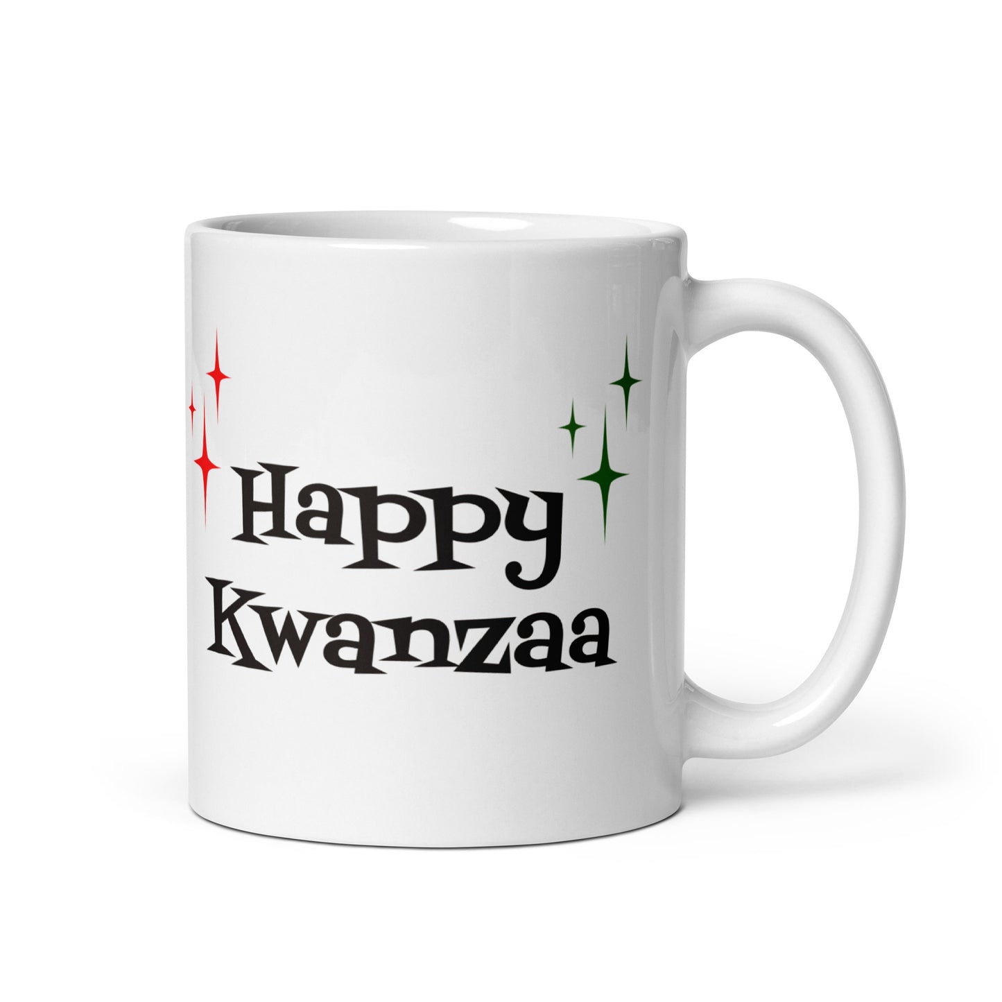 Happy Kwanzaa Starburst Atomic Retro Style Holiday White Glossy Mug