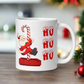 Ho Ho Ho Santa Sliding Down Candy Cane Chimney Mid Century Retro Christmas Print White Glossy Mug