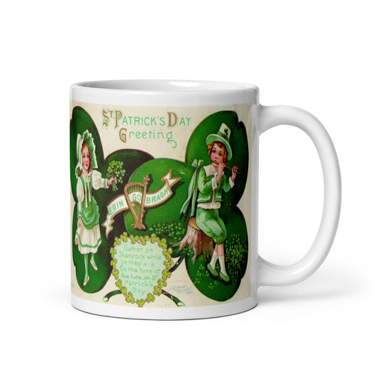 Retro St. Patrick's Day Ceramic Coffee Mug - Erin Go Bragh Vintage Print - Irish Celebration Gift