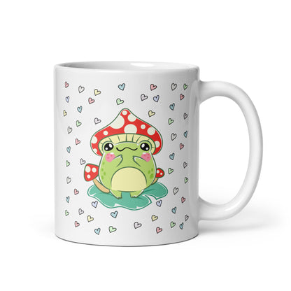 Mushroom Coffee Mug | Cute Mushroom Frog Ceramic Glossy Mug | Cute Spring Mug