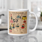 This ceramic glossy coffee mug features a page from a French Magazine from 1938 featuring Halloween Costume patterns.