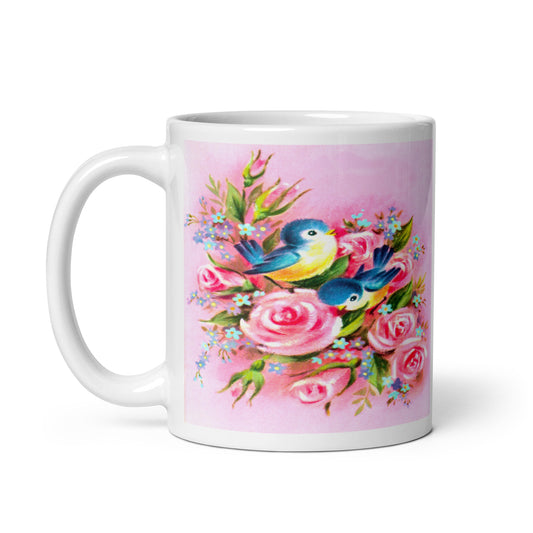 Style Bluebirds Spring Mug, Mothers Day Mug  - Retro Style