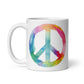 Rainbow Watercolor Peace Sign White Glossy Mug