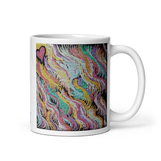 Space Feathers 3 Caden Caraco Art White Glossy Coffee Mug