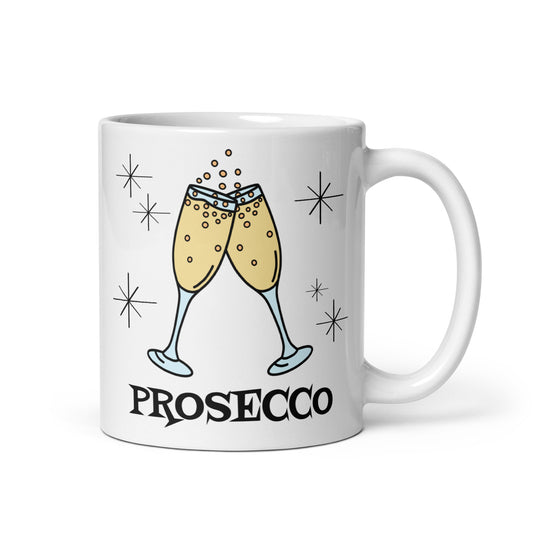 Prosecco Cocktails Atomic Mid Century Style Retro  White Glossy Mug