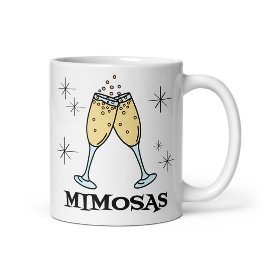 Mimosas Atomic Mid Century Retro Style White Glossy Mug