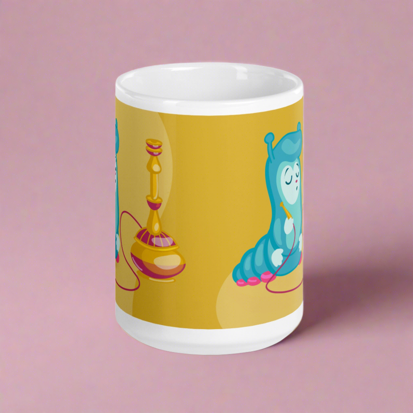 Alice In Wonderland Caterpillar White Glossy Coffee Mug Ceramic Cup