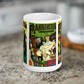 This white glossy mug features three covers from vintage comic book covers of Frankenstein. 