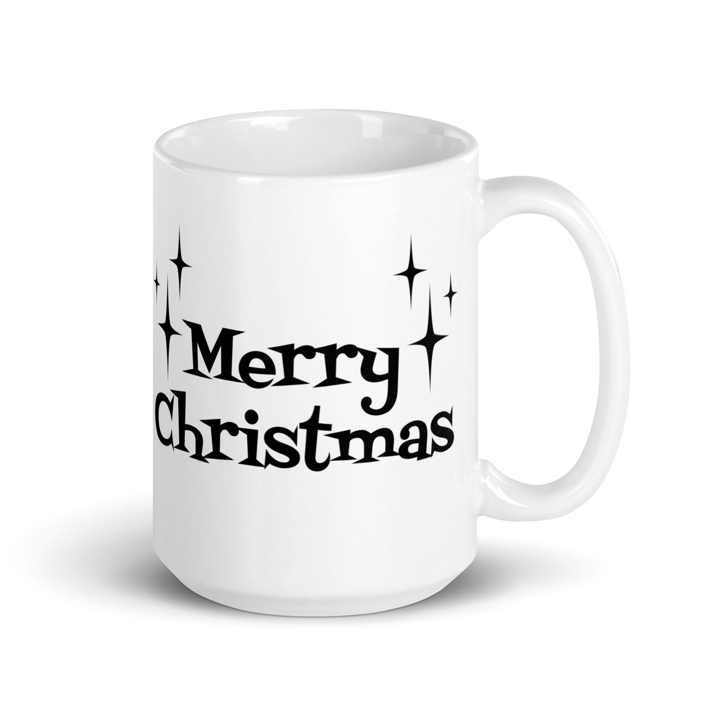 Merry Christmas Starburst Atomic Retro Style Christmas White Glossy Mug