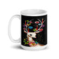 Reindeer With Ornaments Black Mid Century Retro Christmas Print Glossy Mug