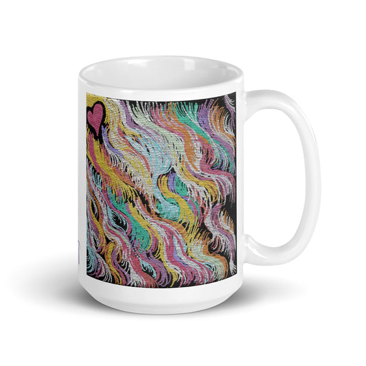 Space Feathers 3 Caden Caraco Art White Glossy Coffee Mug