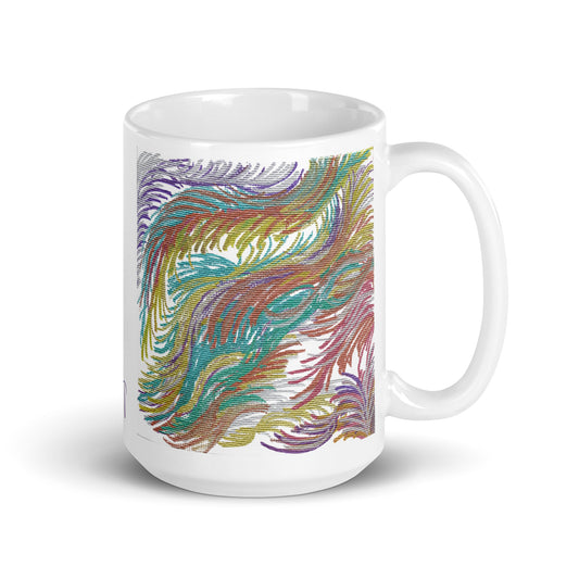 Space Feathers 4 Caden Caraco Art White Glossy Coffee Mug