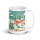 Christmas Winter Scene Retro Mid Century Christmas Print Glossy Mug