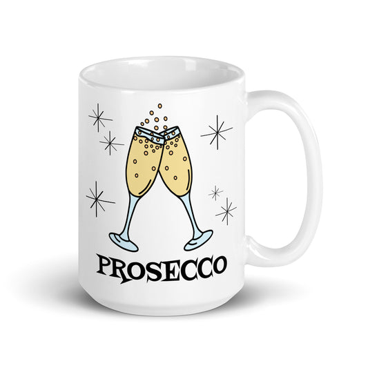 Prosecco Cocktails Atomic Mid Century Style Retro  White Glossy Mug