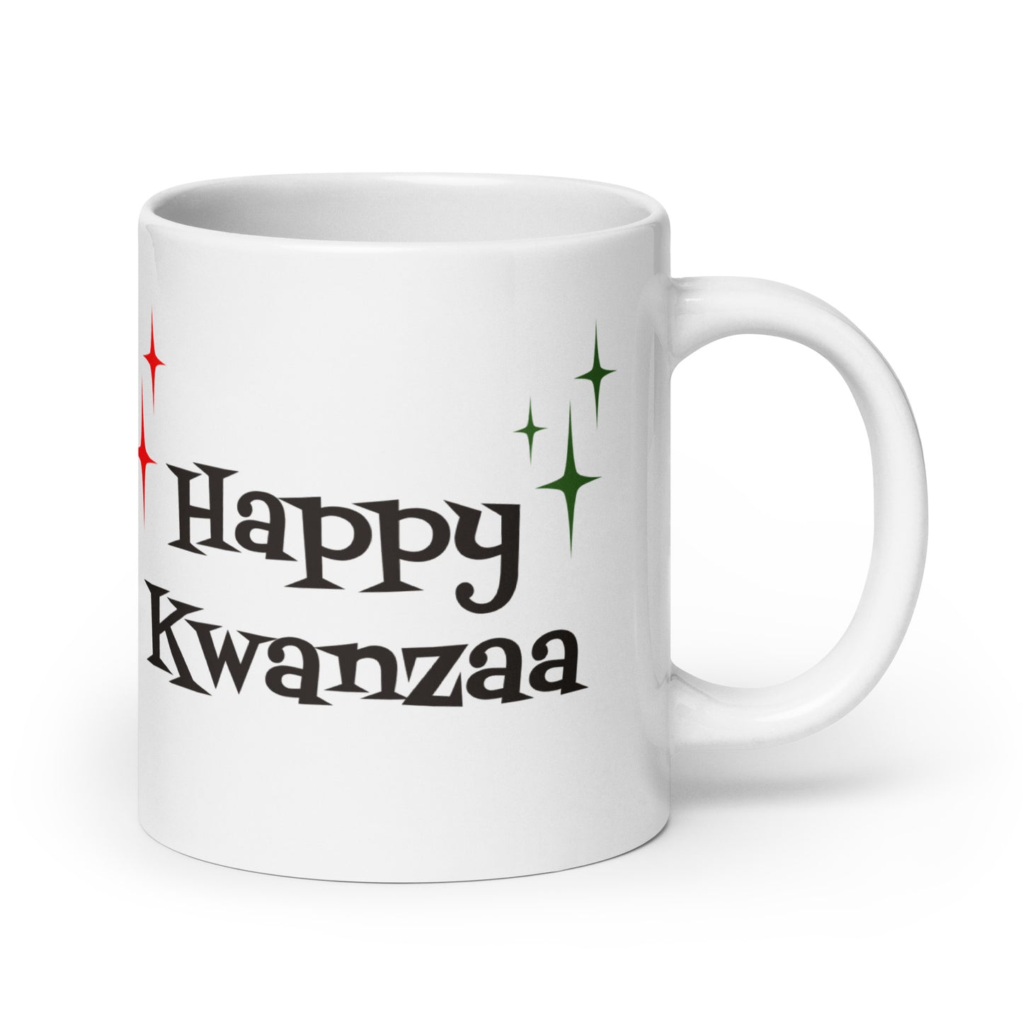 Happy Kwanzaa Starburst Atomic Retro Style Holiday White Glossy Mug