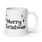 Merry Christmas Starburst Atomic Retro Style Christmas White Glossy Mug