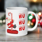 Ho Ho Ho Santa Sliding Down Candy Cane Chimney Mid Century Retro Christmas Print White Glossy Mug