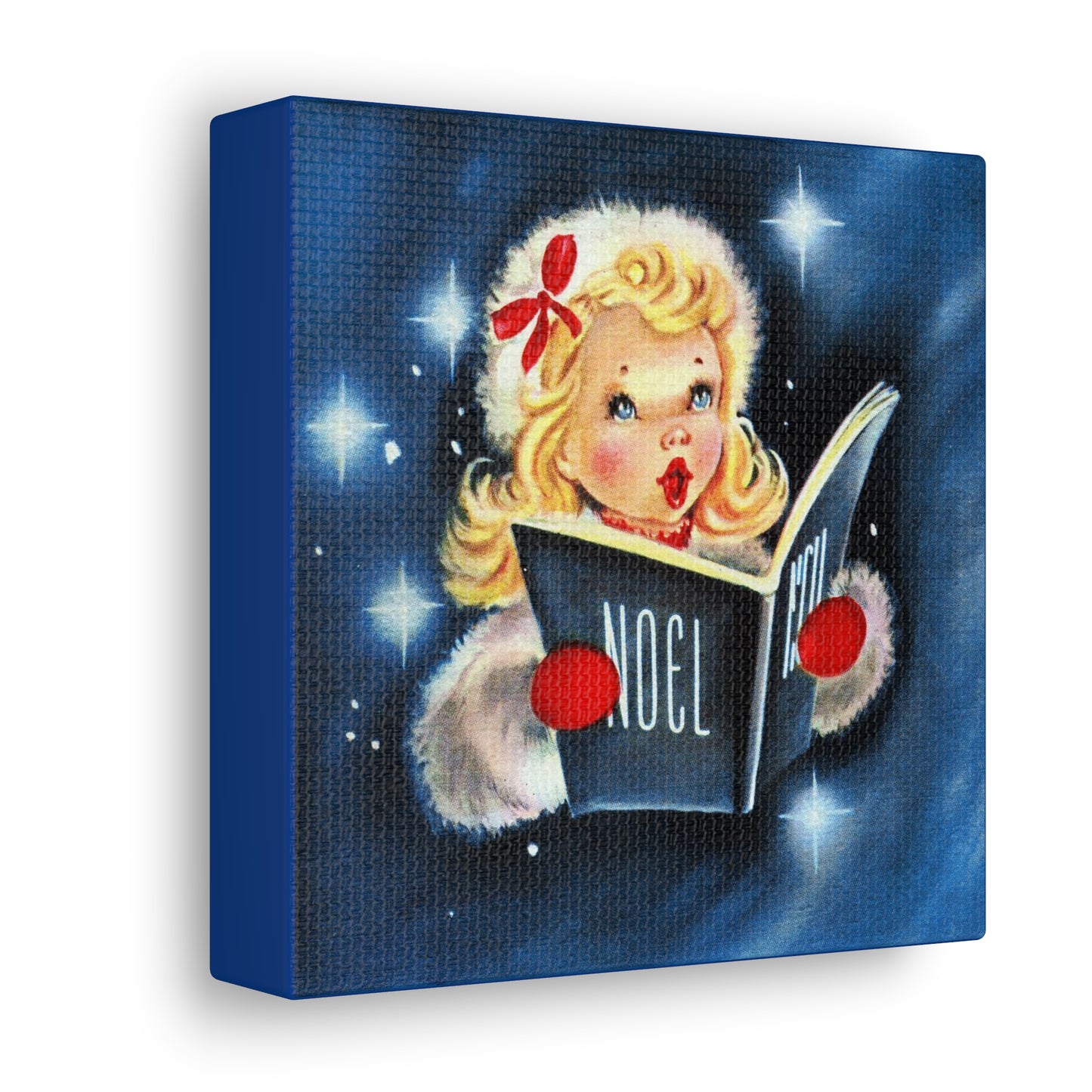 Noel Caroler Girl Mid Century Retro Christmas Canvas Gallery Wrap