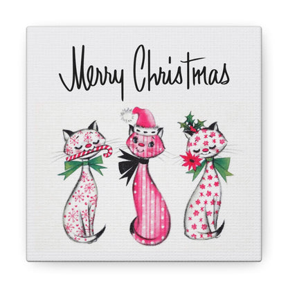 Merry Christmas Mid Century Cats Canvas Gallery Wrap