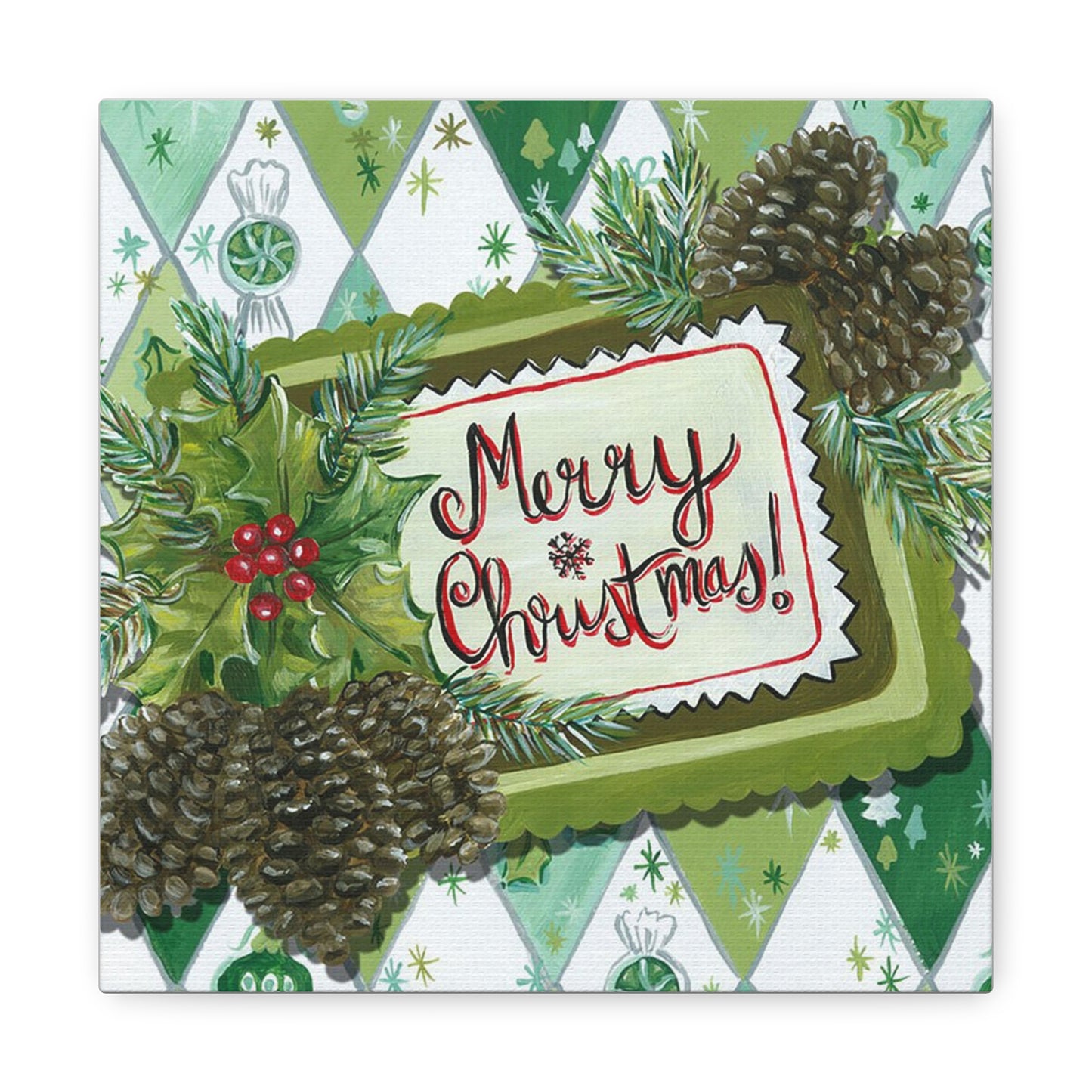 Merry Christmas Retro Christmas Canvas Gallery Wrap