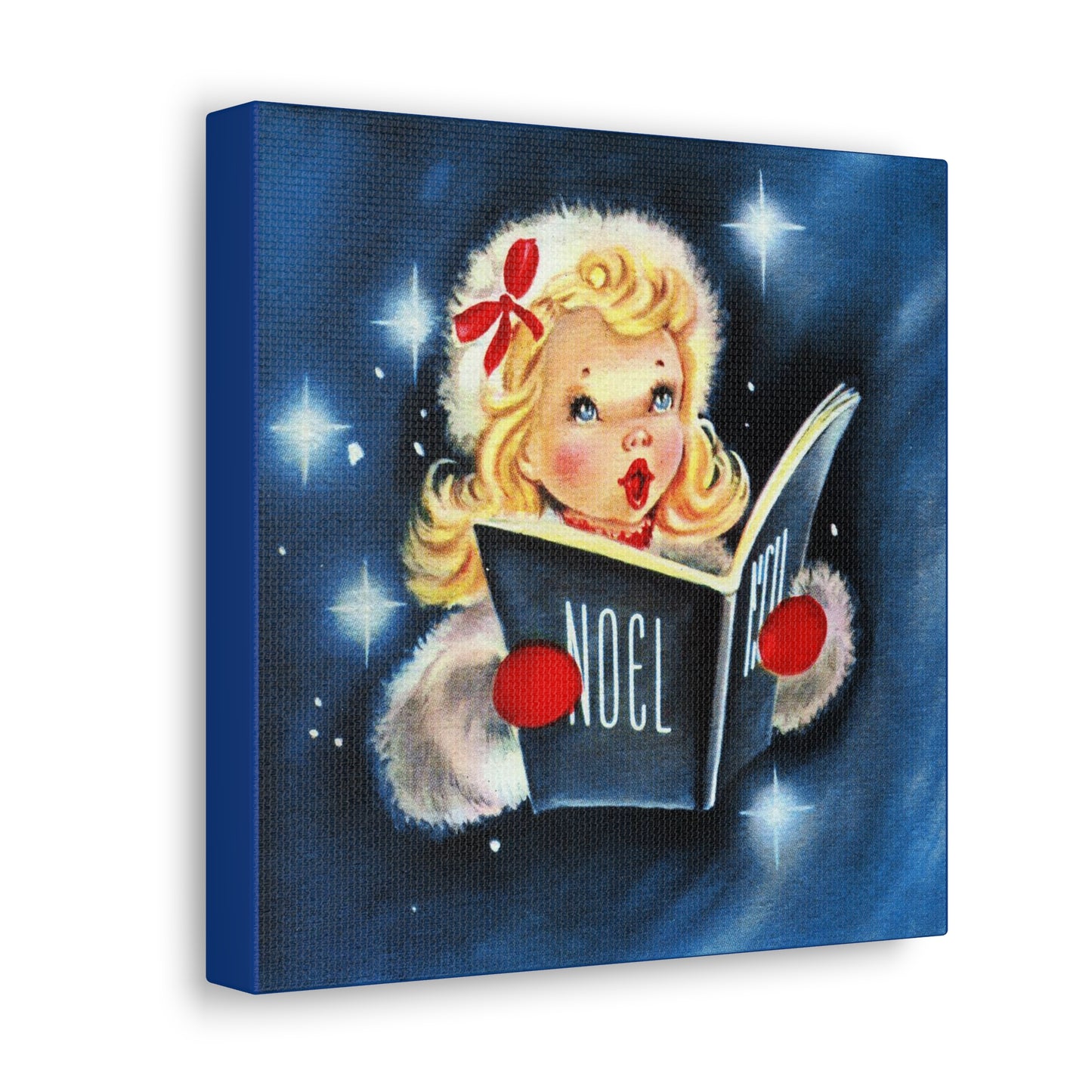 Noel Caroler Girl Mid Century Retro Christmas Canvas Gallery Wrap