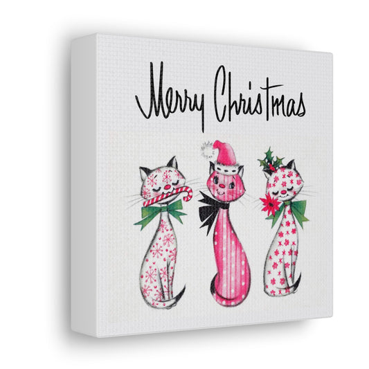 Merry Christmas Mid Century Cats Canvas Gallery Wrap