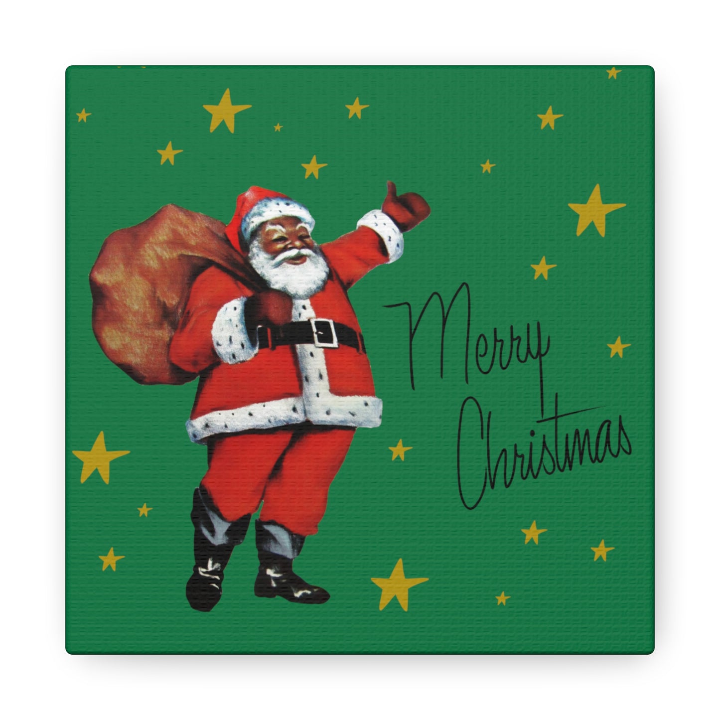 Merry Christmas Santa Mid Century Retro Christmas Canvas Gallery Wrap