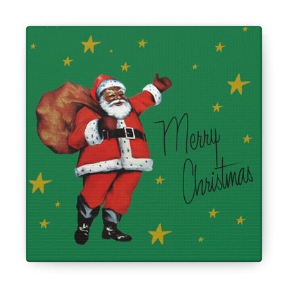 Merry Christmas Santa Mid Century Retro Christmas Canvas Gallery Wrap