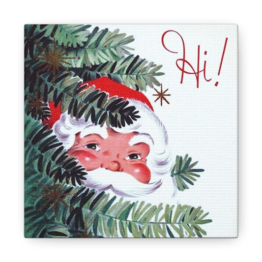 Santa Hi Mid Century Retro Christmas Canvas Gallery Wrap