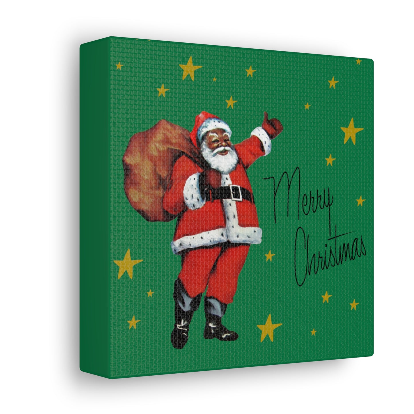 Merry Christmas Santa Mid Century Retro Christmas Canvas Gallery Wrap