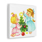 Christmas Angels Decorating Tree Mid Century Retro Christmas Canvas Gallery Wrap