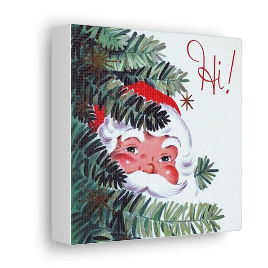 Santa Hi Mid Century Retro Christmas Canvas Gallery Wrap