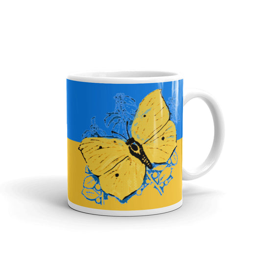 Ukrainian Butterfly Mug, Stand With Ukraine