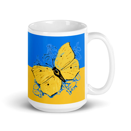 Ukrainian Butterfly Mug, Stand With Ukraine